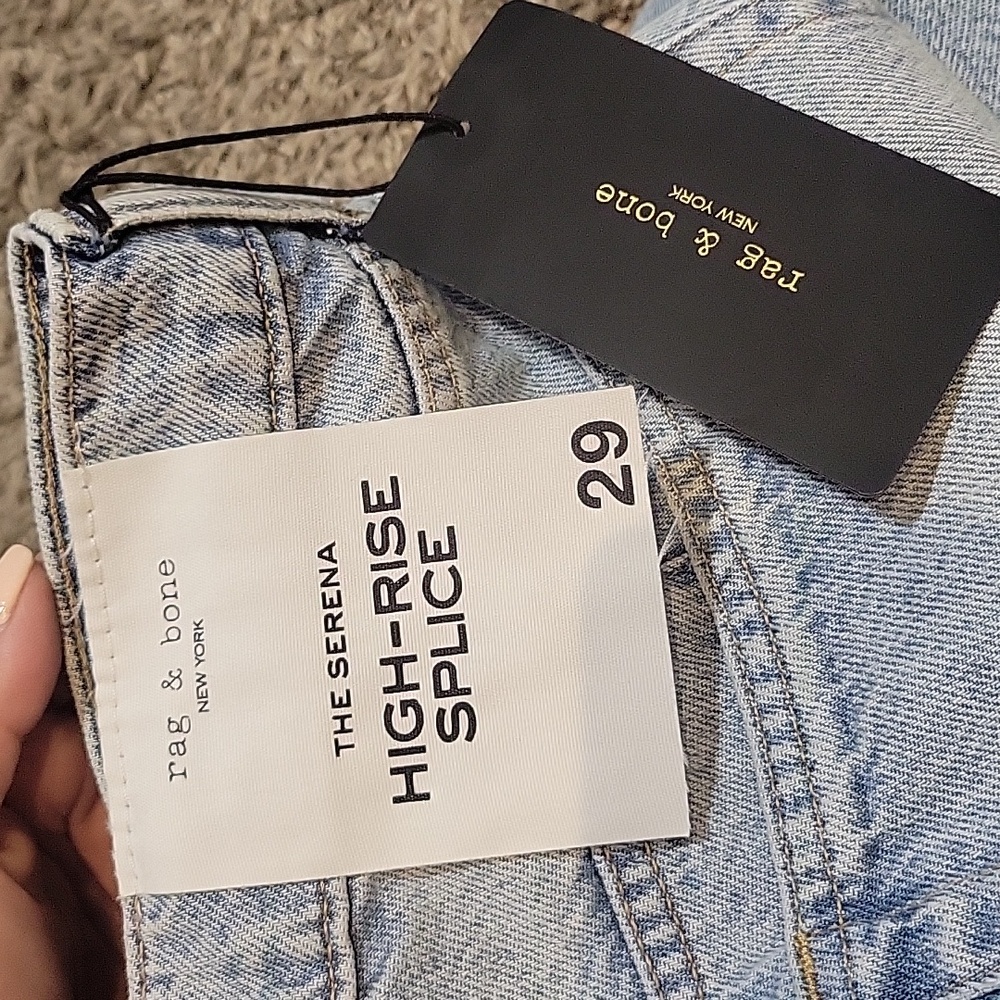 rag & bone The Serena High-Rise Splice Wide Leg Cotton 29 30 New - Picture 12 of 16